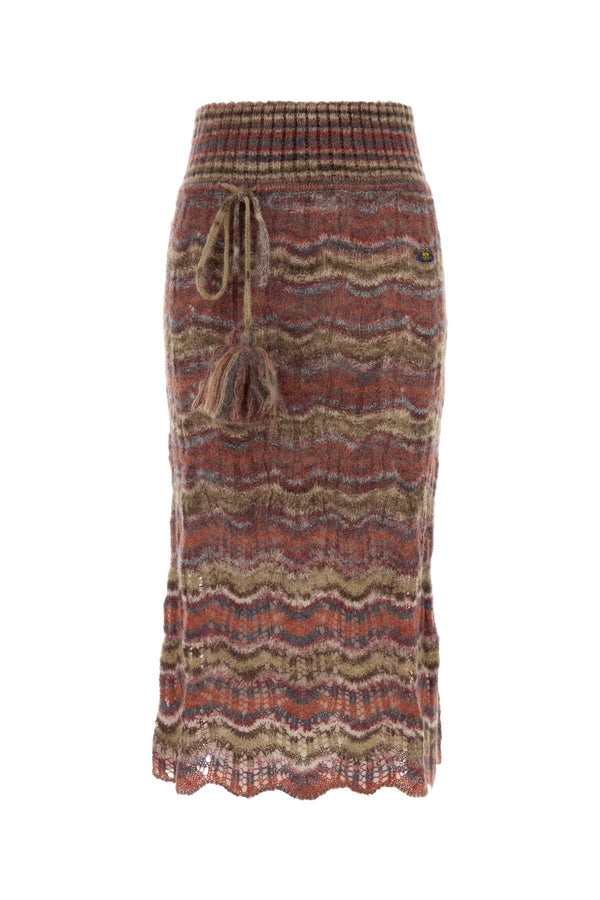 Multicolor Mohair Blend Flora Skirt Aw26multi Exterior: Alpaca Nylon Pantaloni