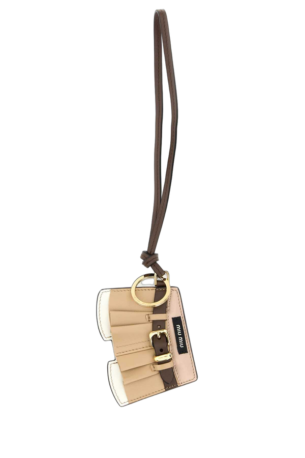 Miu Miu 100% Leather with golden metal finishing coin purse in beige