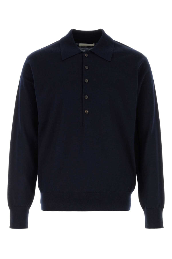 Navy Blue Wool Muano Sweater Esterno: Lana Merino Maglie