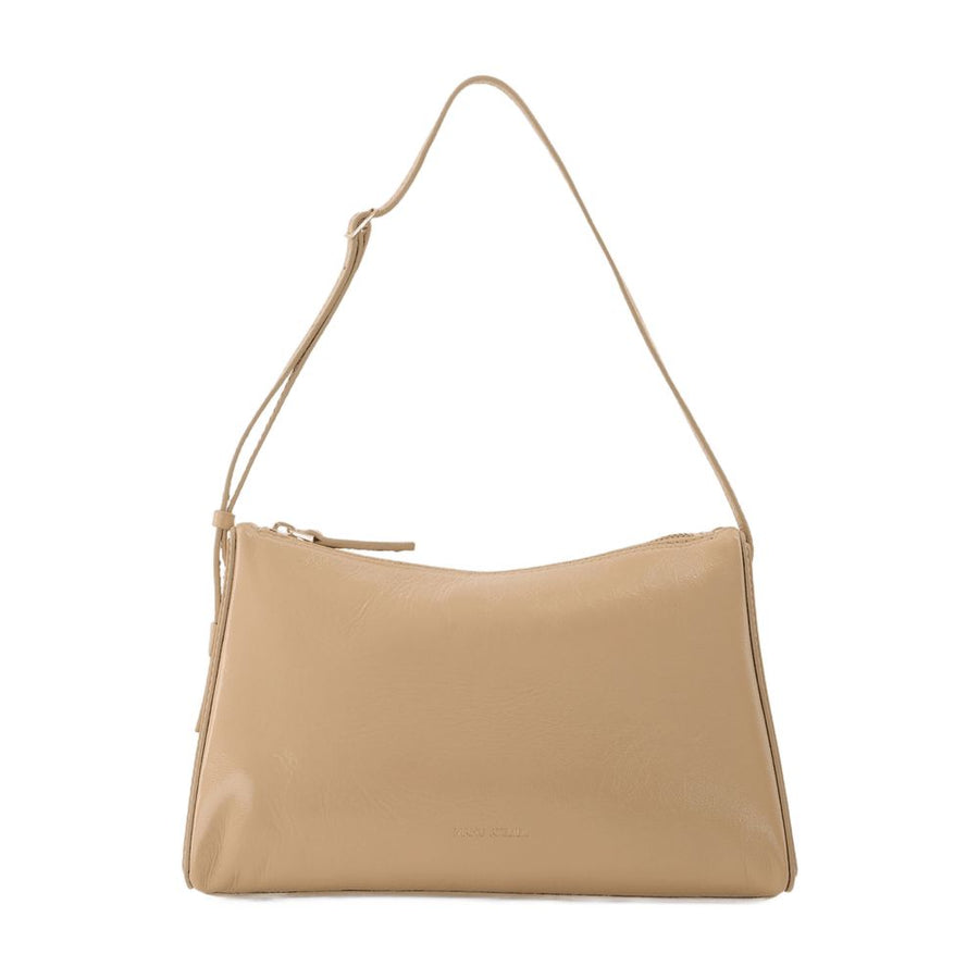 Manu Atelier Leather shoulder bag in beige