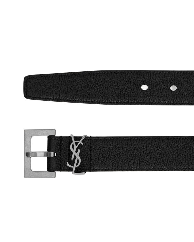 Saint Laurent Calfskin Leather belt in black