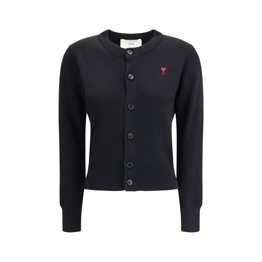 AMI Paris 100% Merino Wool cardigan in black