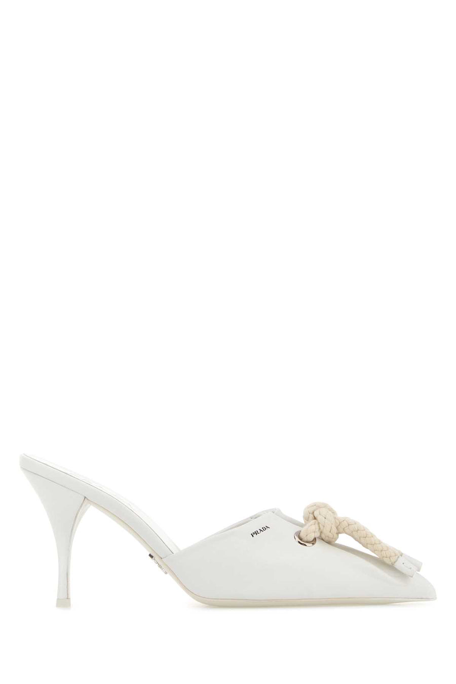 Prada Donna Exterior: 100% Nappa leather; Interior: 100% Leather; Sole: Leather mule in white