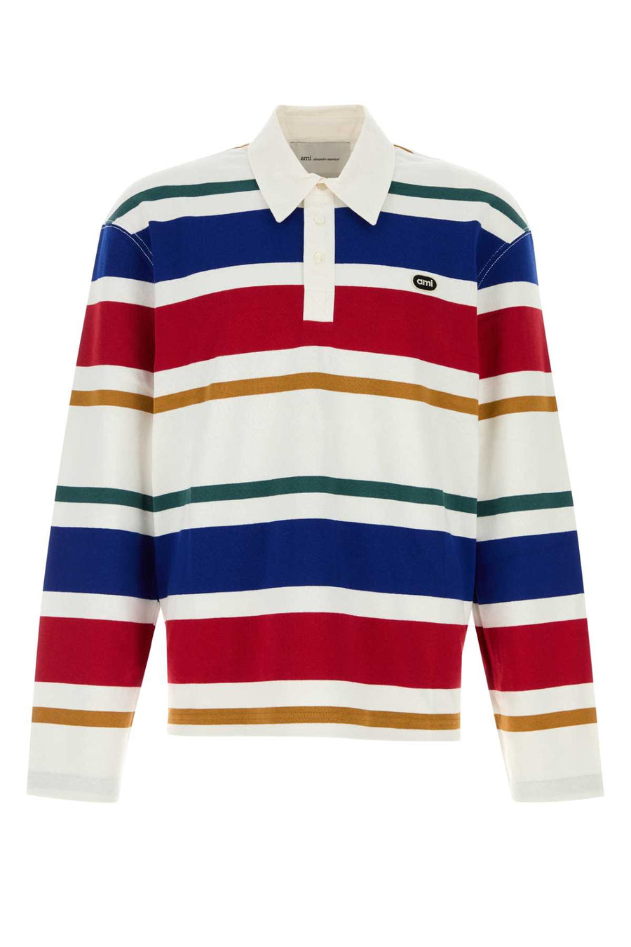 Embroidered Cotton Polo Shirt Whitebluered Exterior