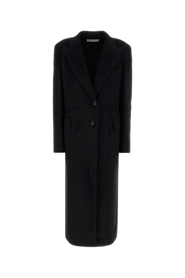 Black Wool Blend Coat Hairy Cappotti