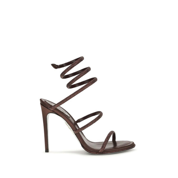 Rene Caovilla 100% Silk heel sandal in brown