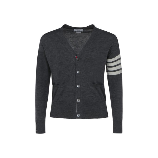 Thom Browne 100% Fleece Wool Ovis Aries cardigan in gray
