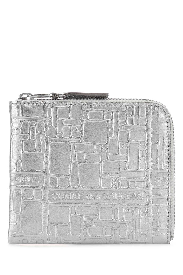 Silver Leather Card Holder Portafogli
