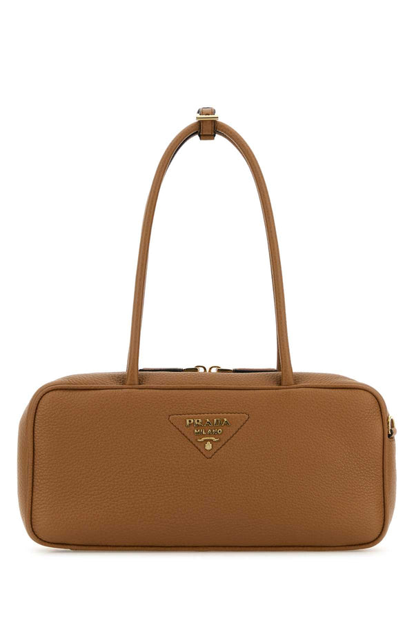 Prada Exterior: 100% Deer; Lining: 100% Leather; Finishing: Golden metal shoulder bag in caramel