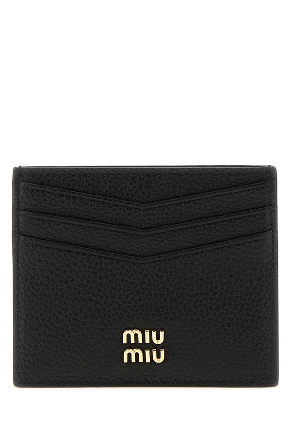 Black Leather Card Holder Nero Portafogli