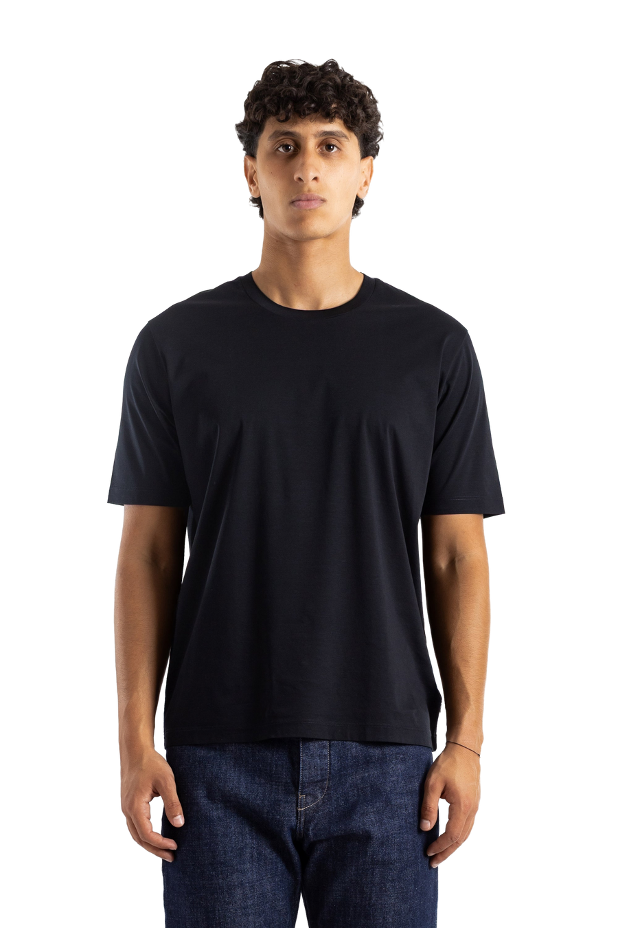 Regular-Fit Black Cotton Jersey Crew-Neck T-Shirt T-shirts And Polos