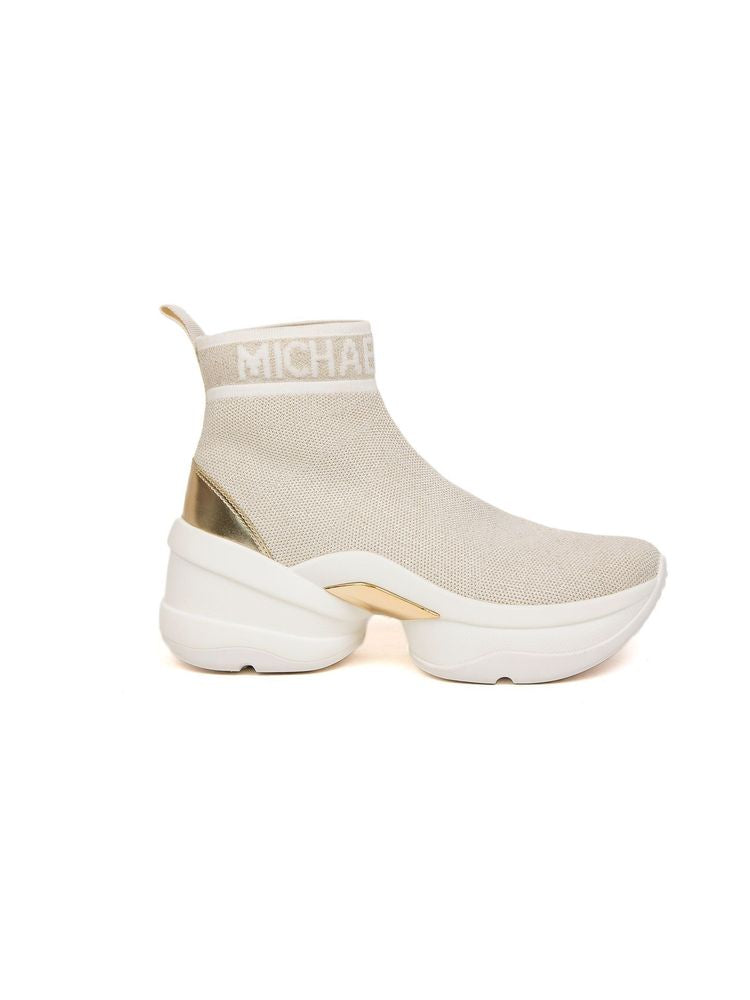 Michael Kors 100% Stretch Knit upper bootie in beige