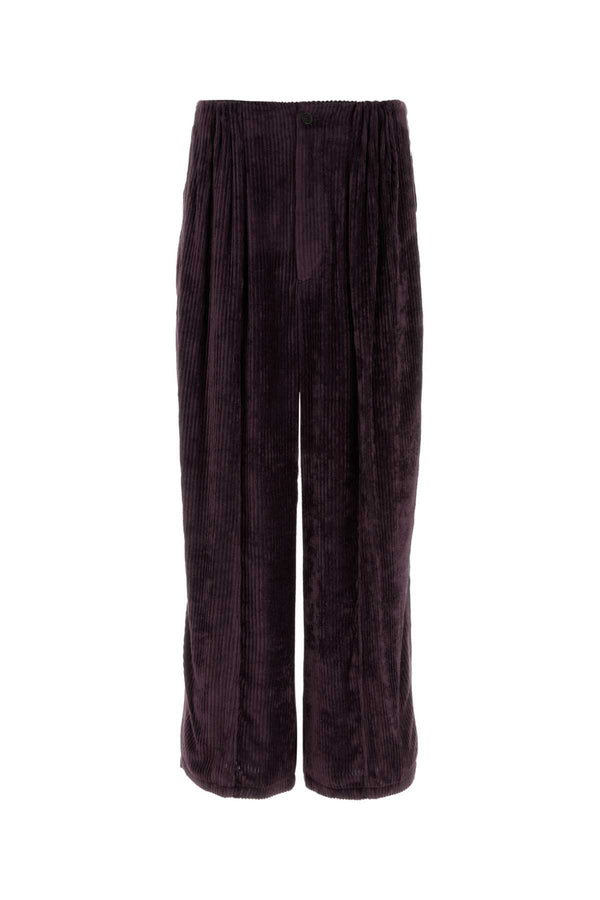 Purple Corduroy Wide-Leg Pant Nightshade Exterior: Viscose Pantaloni