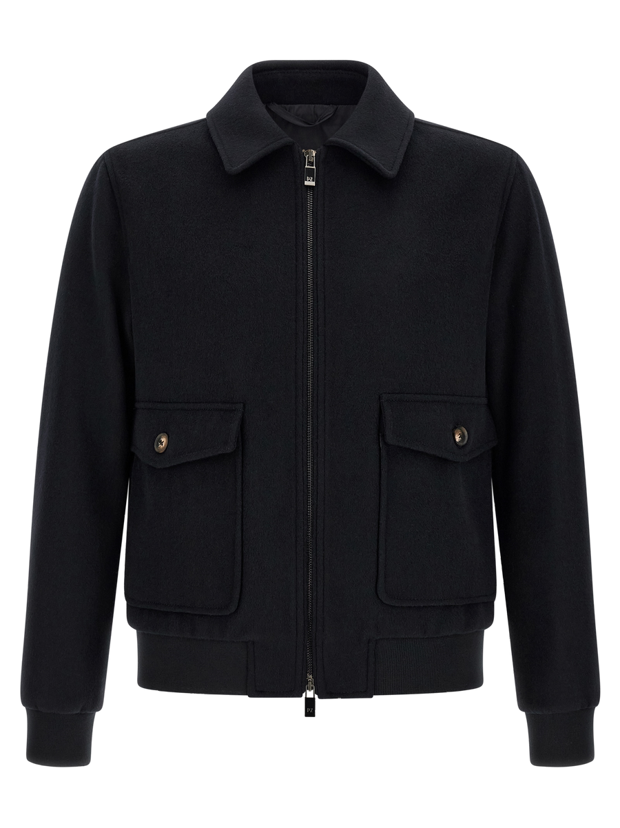 Black Wool Bomber Clothing