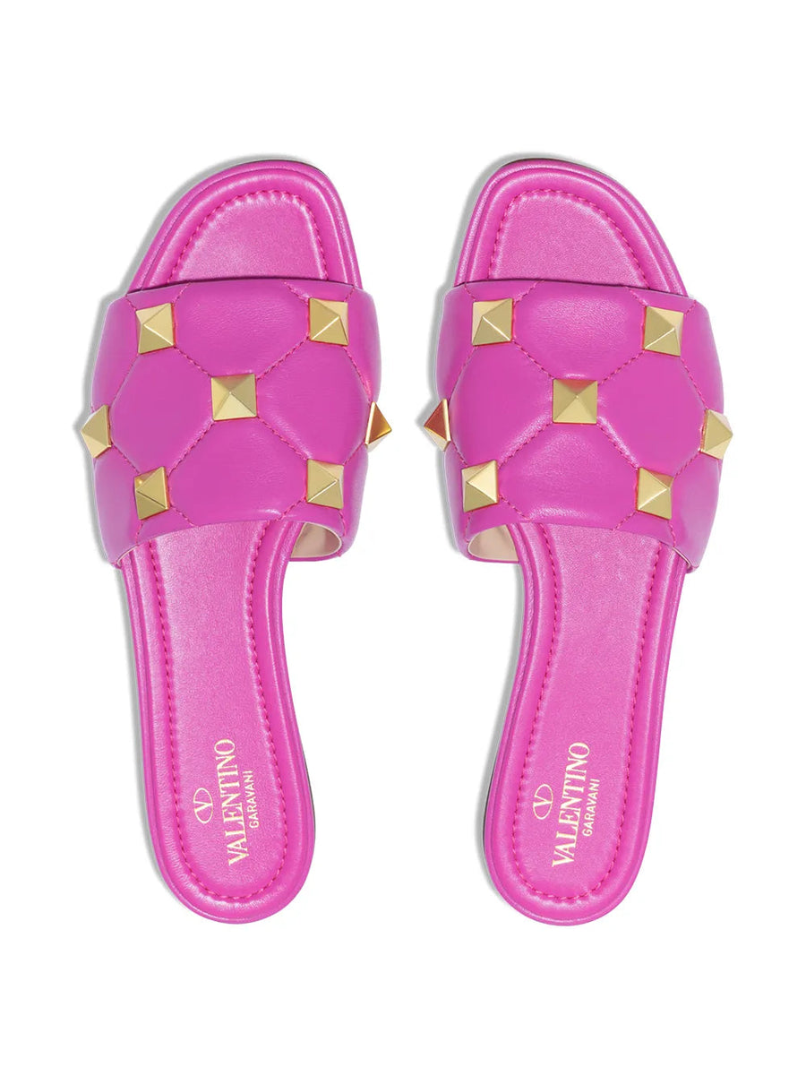 Valentino Leather slide sandal in pink