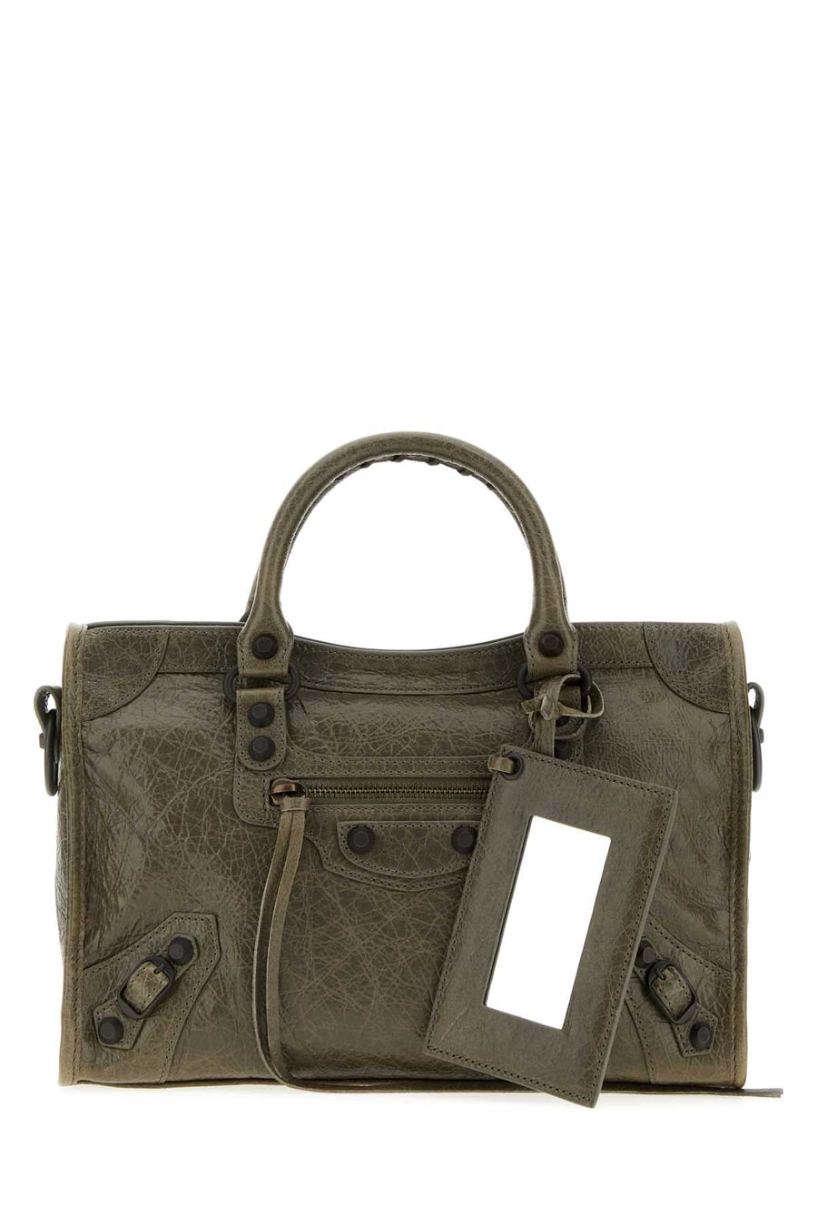 Olive Green Leather Small Le City Handbag Army Borse A Mano