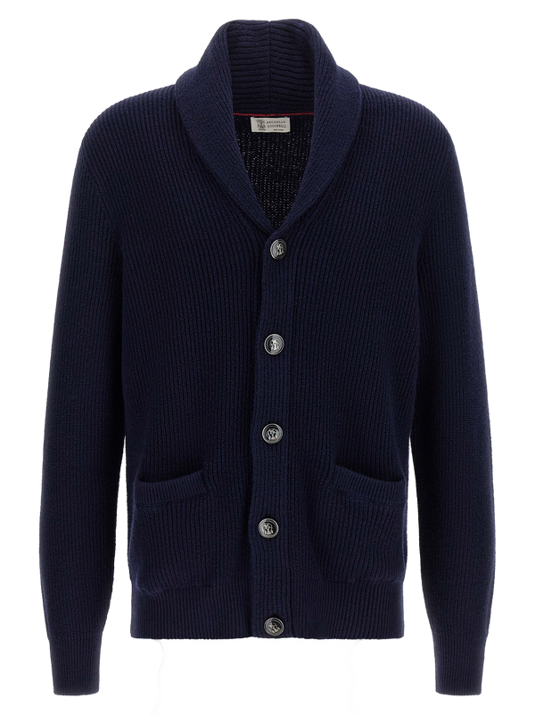 Brunello Cucinelli Pure malfilé cotton cardigan in navy