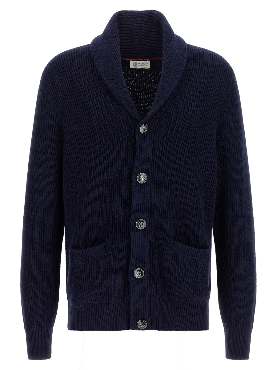 Brunello Cucinelli Pure malfilé cotton cardigan in navy