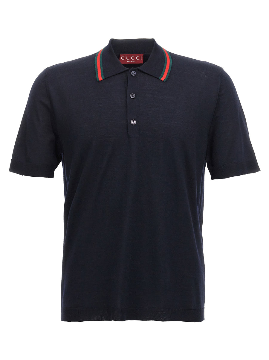 Gucci 100% Wool polo in navy
