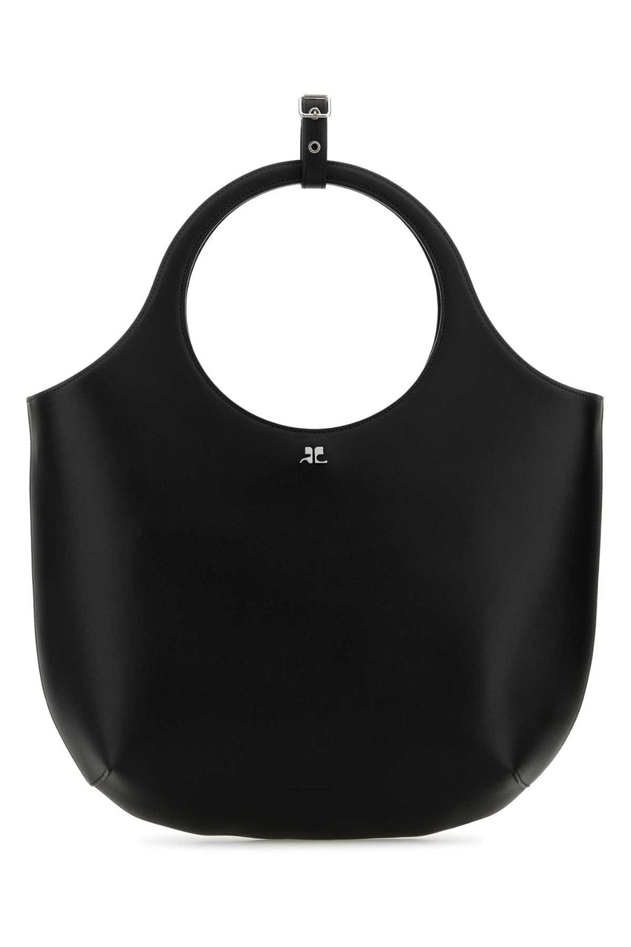 Courreges Holy Exterior: 100% Leather; Lining: 100% Suede; Finishing: Silver metal shoulder bag in black