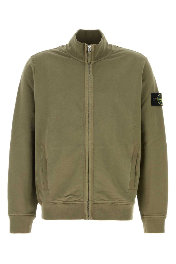 Army Green Cotton Sweatshirt Exterior: Maglieria