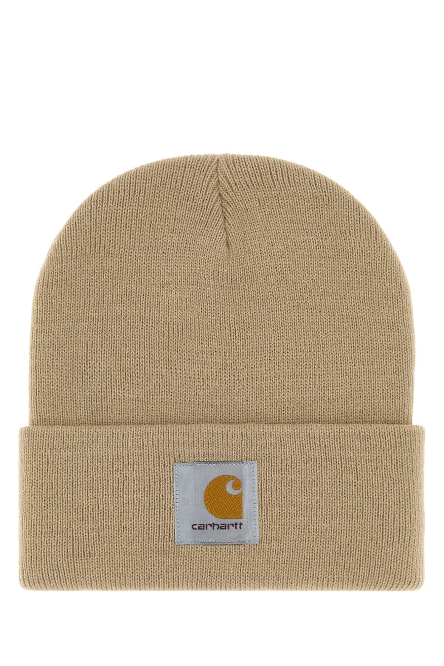 Sand Knit Short Watch Hat Beige Exterior: Acrylic Cappelli