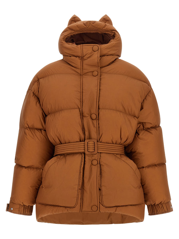 Brown Nylon Full-Length Jacket Clothing