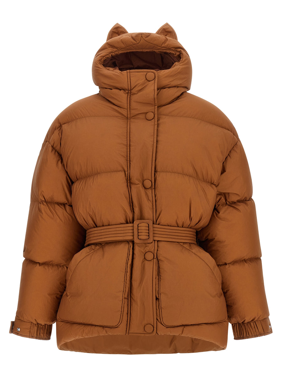 Brown Nylon Full-Length Jacket Clothing
