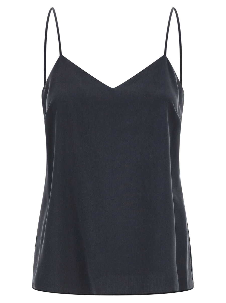 Gray Silk Sleeveles T-Shirt