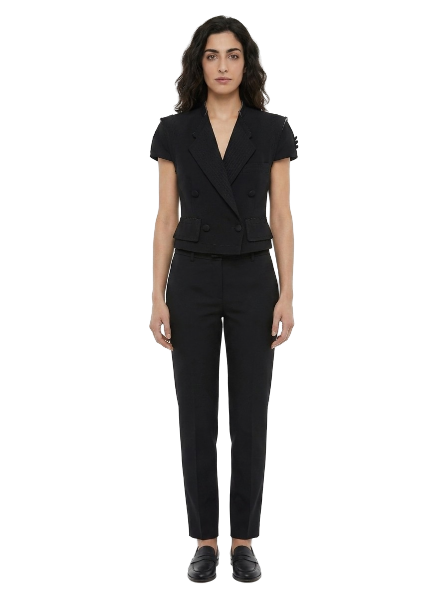 Black Elastane Blazer Clothing