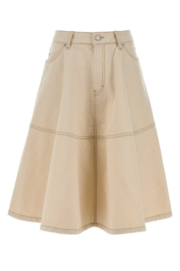 Melange Ivory Denim Skirt Ecru Exterior: Cotton Gonne