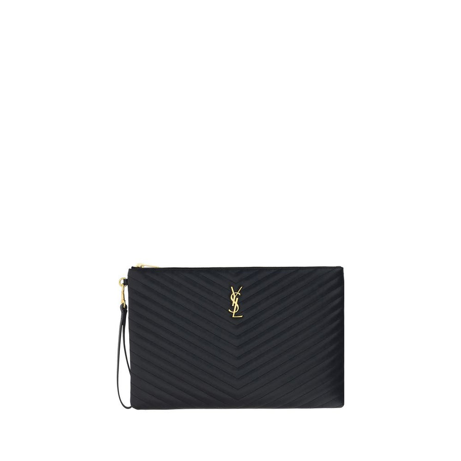 Saint Laurent 100% Calf Leather Bos Taurus clutch in black