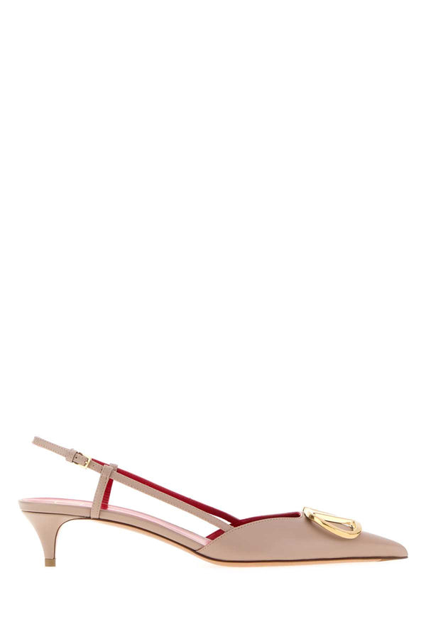 Antiqued Pink Leather Vlogo Signature Pumps Poudre Scarpe Con Tacco