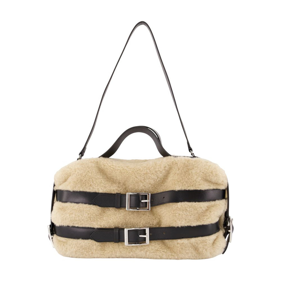 Biker Purse - Simone Rocha Faux Fur Beige Faux_fur Bags / Handbags-purses