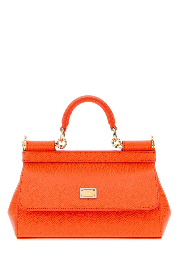 Orange Leather Small Sicily Handbag Borse A Mano