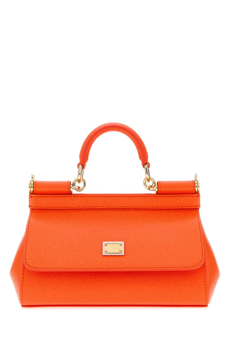 Orange Leather Small Sicily Handbag Borse A Mano