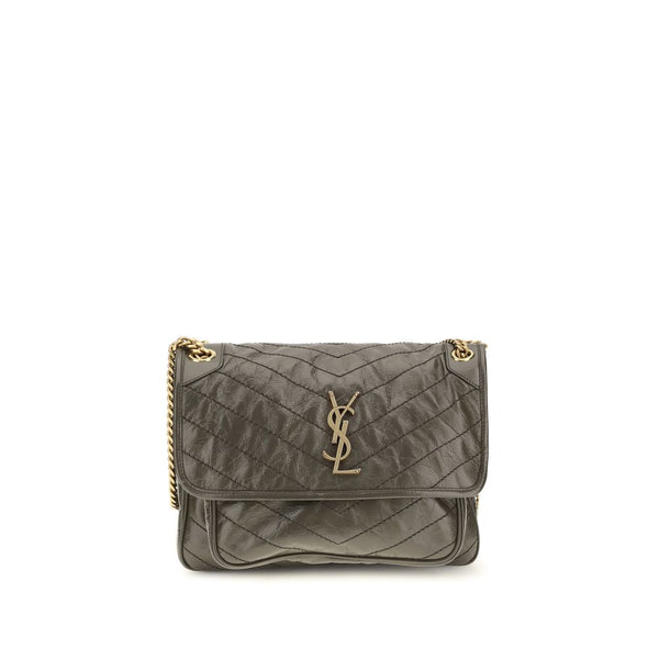 Saint Laurent 100% Calf Leather Bos Taurus shoulder bag in gray