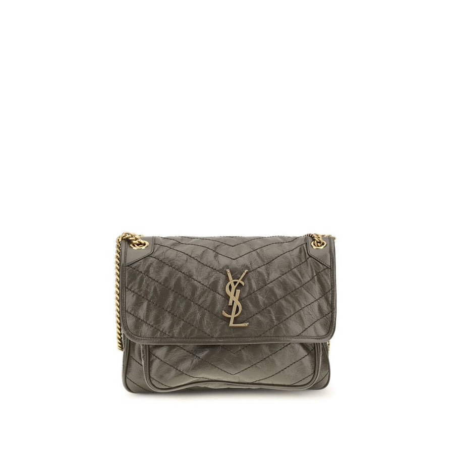 Saint Laurent 100% Calf Leather Bos Taurus shoulder bag in gray