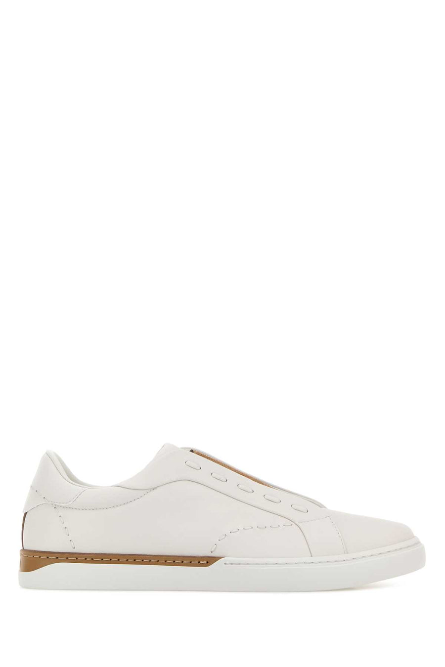 Chalk Leather Fendi City Slip Ons White Sneaker