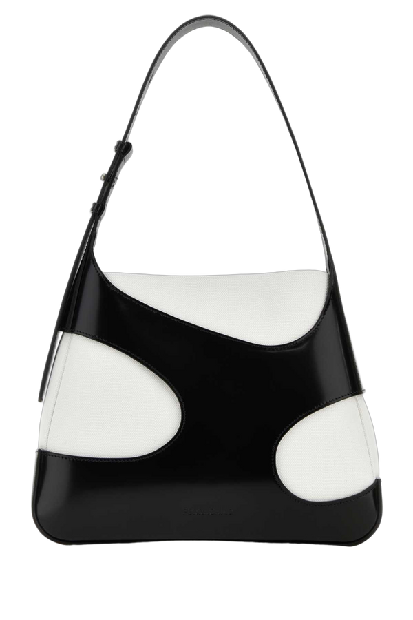 Ferragamo Neroowhite Exterior: 100% Calf shoulder bag in black