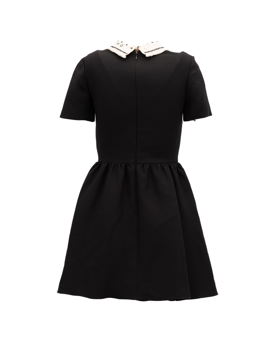 Black Mini Dress With Embellished Collar