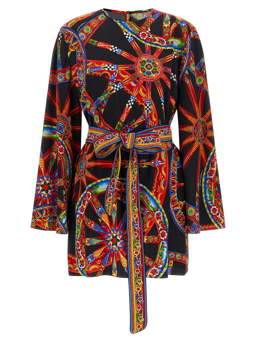 Multicolor Silk Short Dress