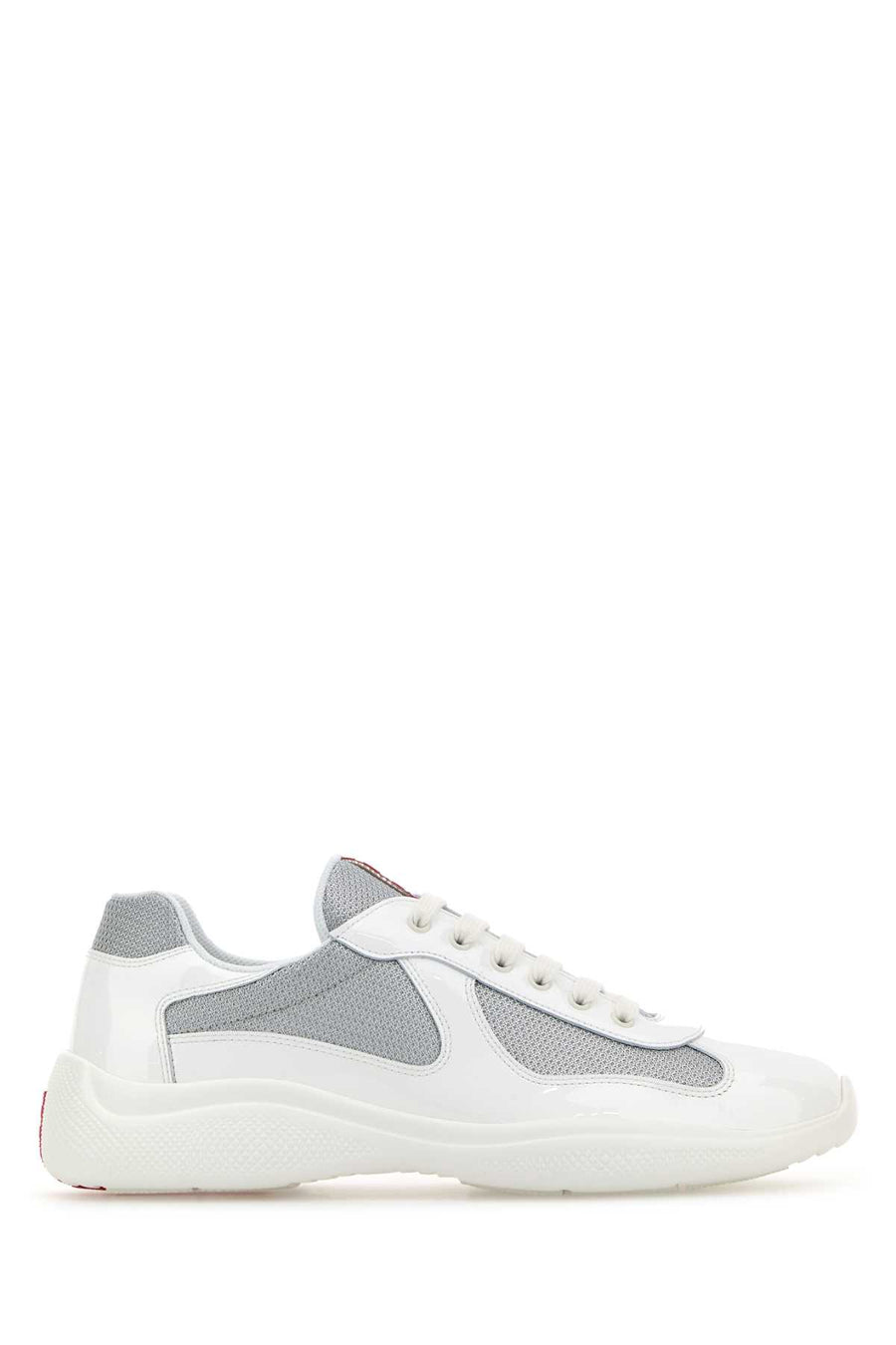 Prada Calfskin leather and mesh sneaker in white
