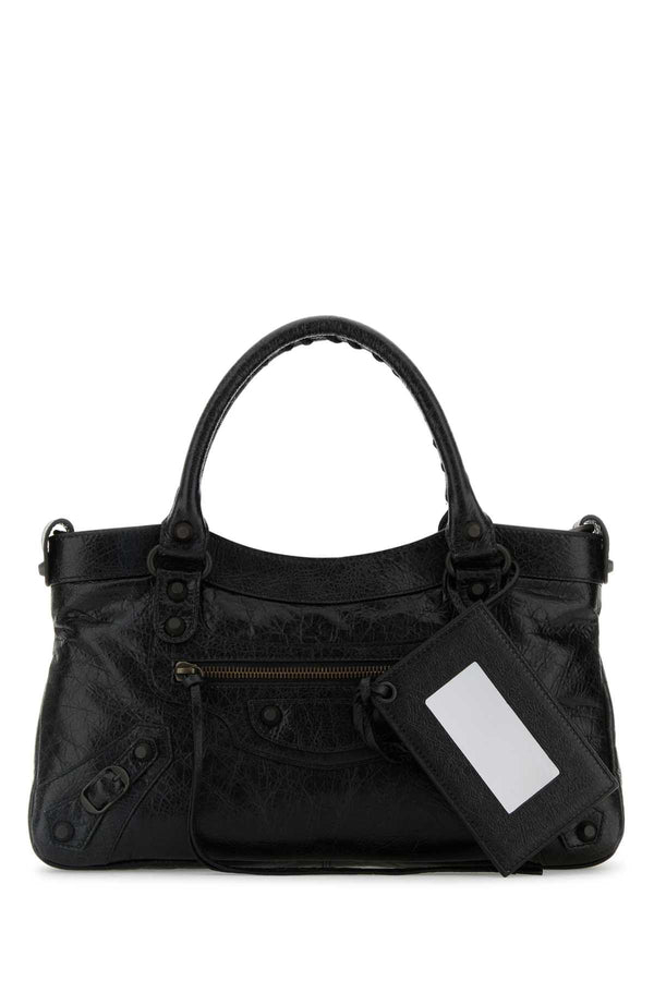 Balenciaga City Exterior: 100% Lamb leather shoulder bag in black
