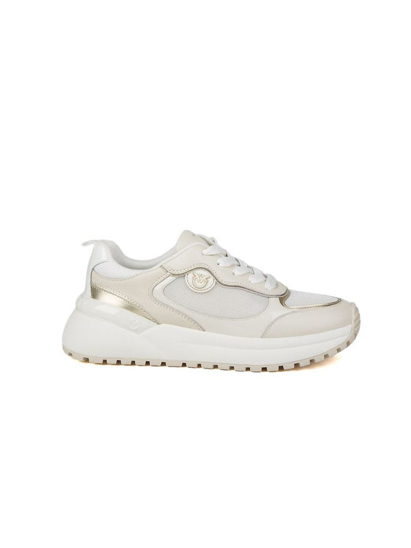 Pinko Calf leather/Mesh/Tumbled leather upper; Phylon and rubber sole sneaker in cream