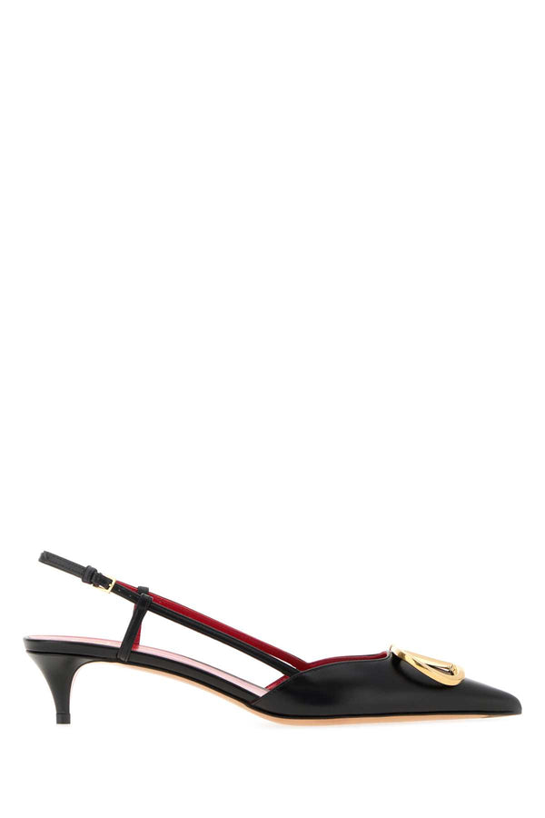 Black Leather Vlogo Signature Pumps Nero Scarpe Con Tacco