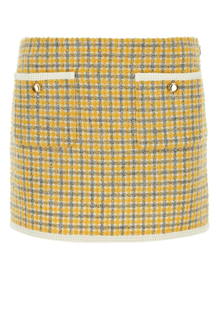 Miu Miu Exterior: 47% Wool 19% Alpaca 19% Mohair 15% Nylon; Lining: 69% Acetate 31% Cupro mini skirt in yellow