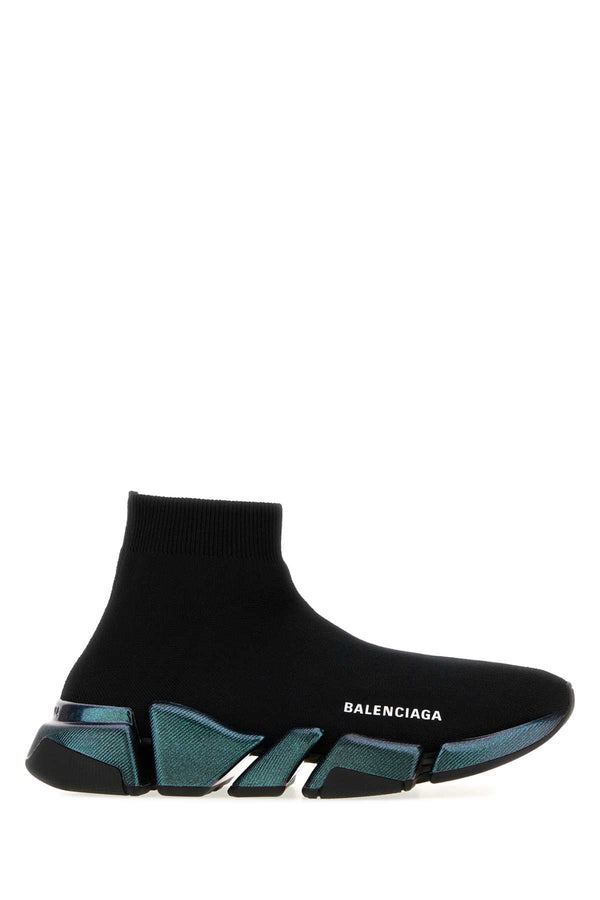 Black Stretch Fabric Speed 2.0 Sneakers / Blue