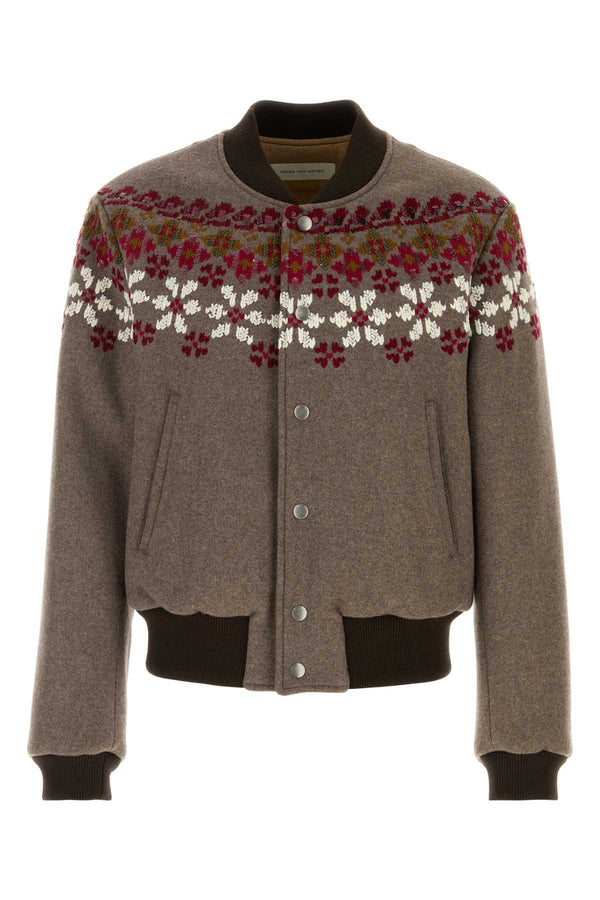 Mud Wool Blend Valtor Bomber Jacket Taupe Giacche E Gilet