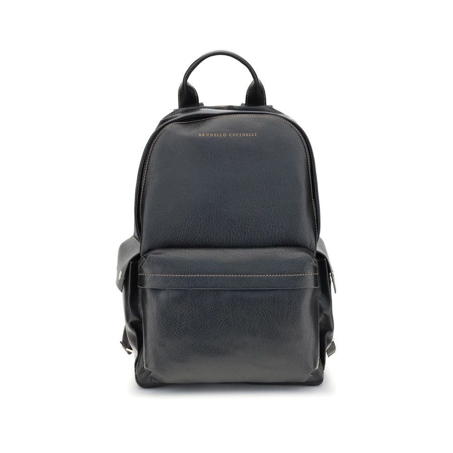 Brunello Cucinelli 100% Calf Leather Bos Taurus backpack in black